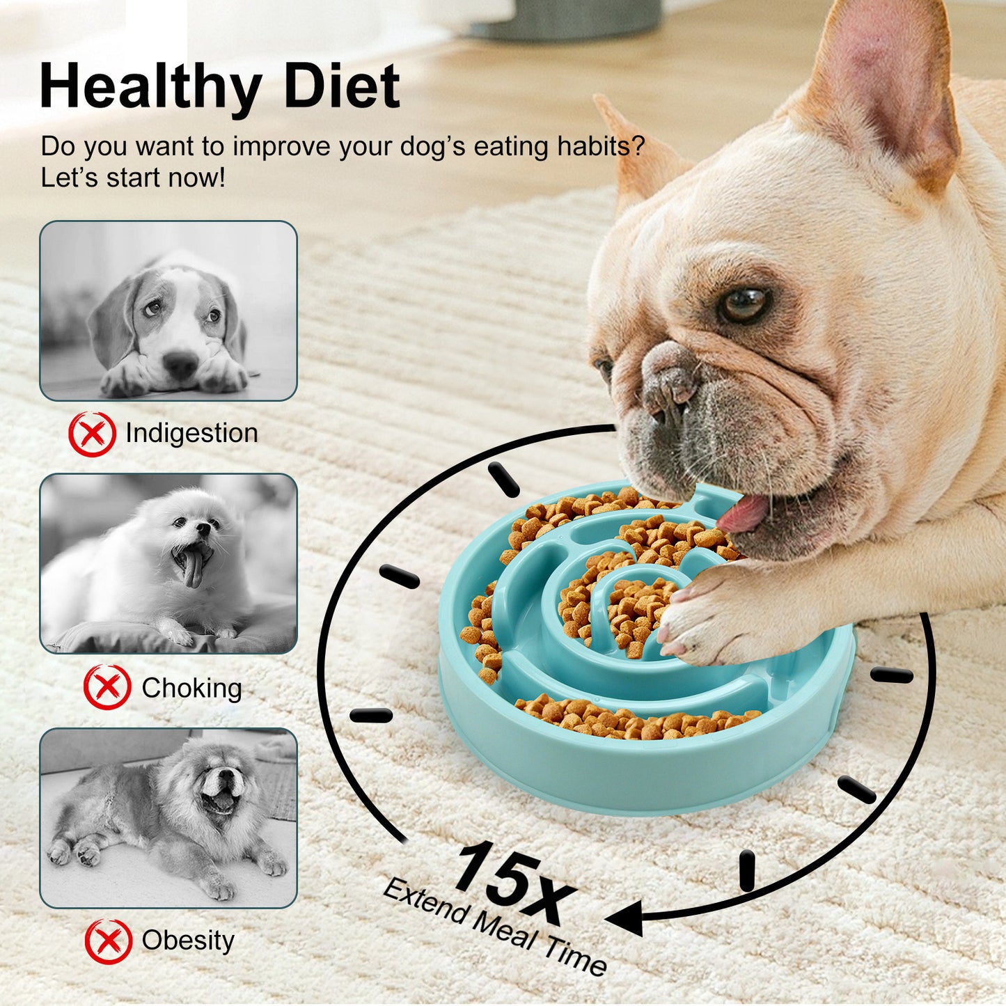 Anti-Choking Slow Feeder Dog Bowl (Dishwasher Safe) - My Store